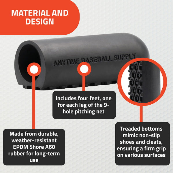 Non-Slip Feet for 9 Hole Pitching Nets Material and Design